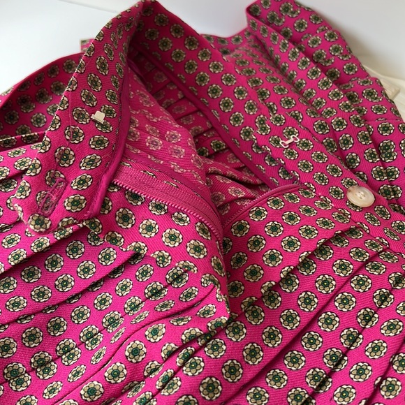 Vintage 80's Ralph Lauren 100% Wool Midi Pleated Medallion Skirt Pink Size 6 USA - Picture 5 of 12